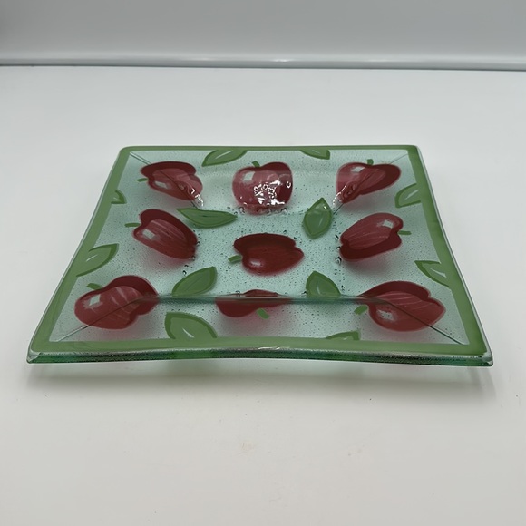 Vintage Blown Glass Red Apple Dish- - Picture 12 of 16